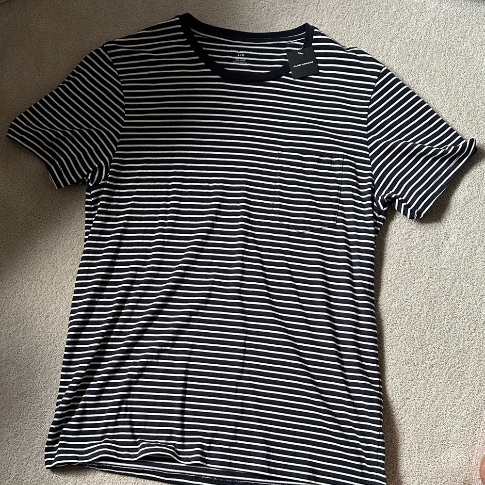 Club Monaco Navy and White Striped Men's Shirt! - Picture 1 of 8